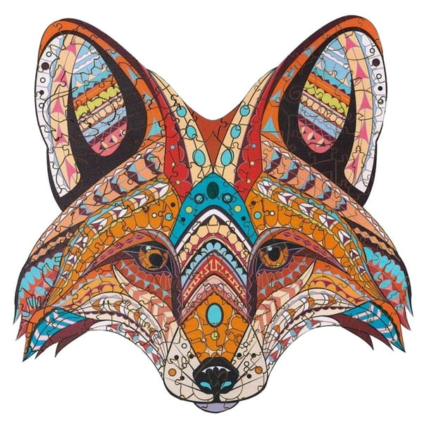 Details about   Fox Wood Wooden Jigsaw Puzzle with Animal Pieces Educational Toys for Kids Adult 